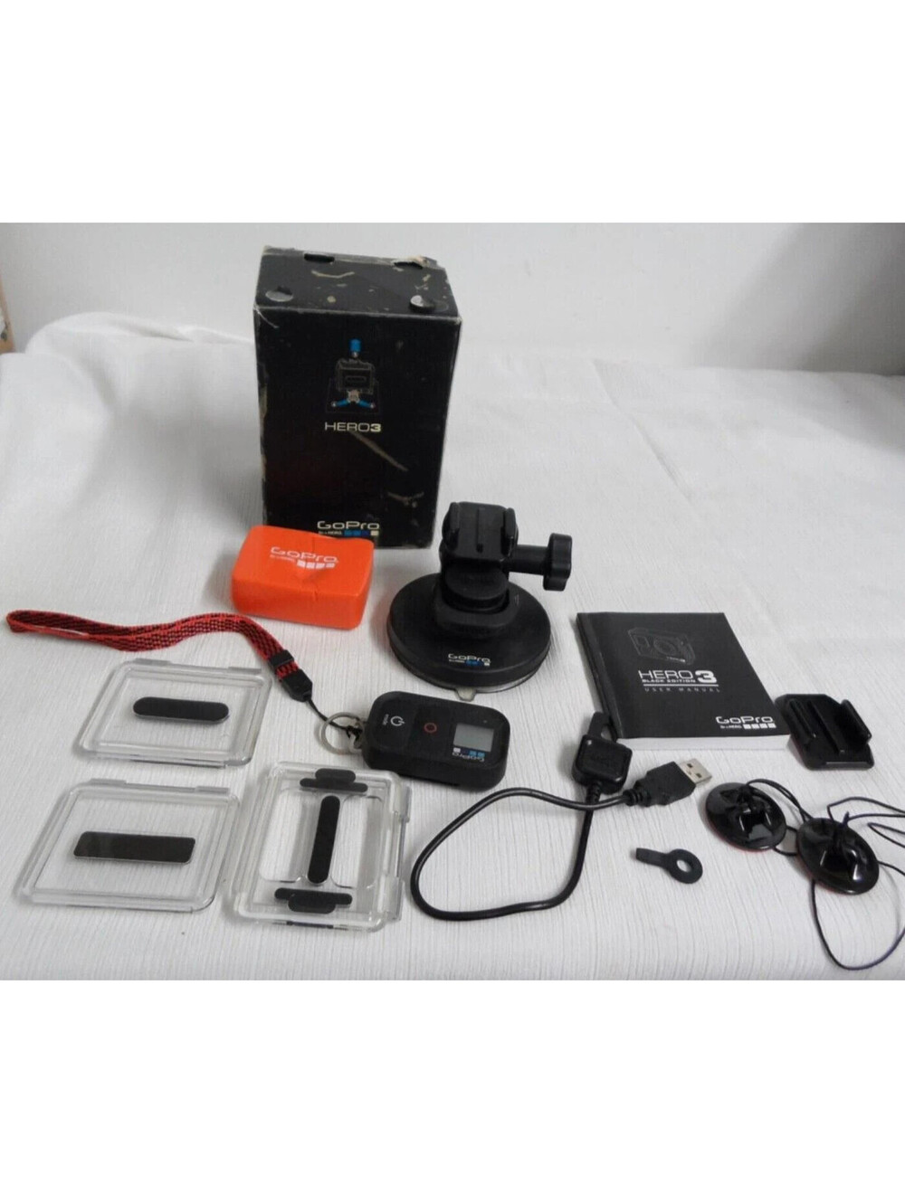 Go Pro 3 Mount Remote and misc items with box